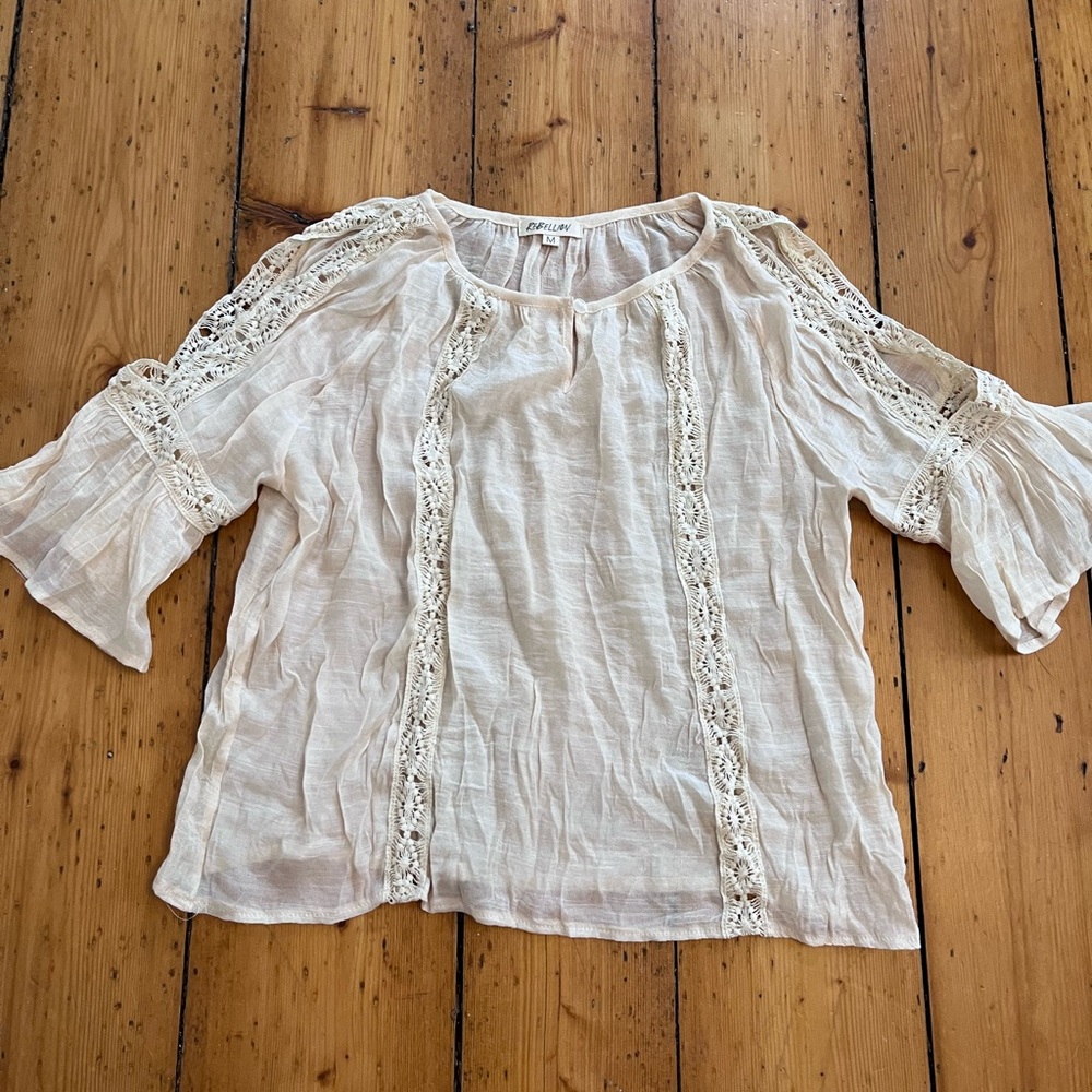Rebellion Ivory Lace Accent Blouse